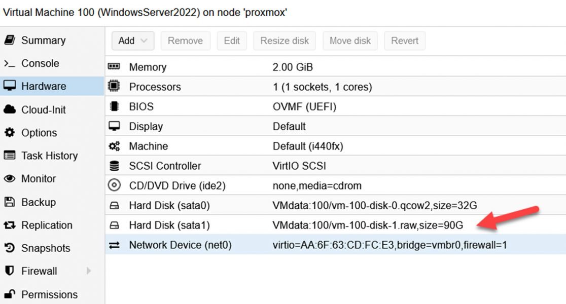 converted disk attached