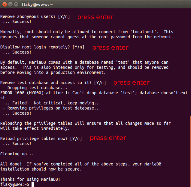 mariadb secure installation