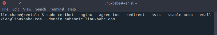 subsonic certbot nginx